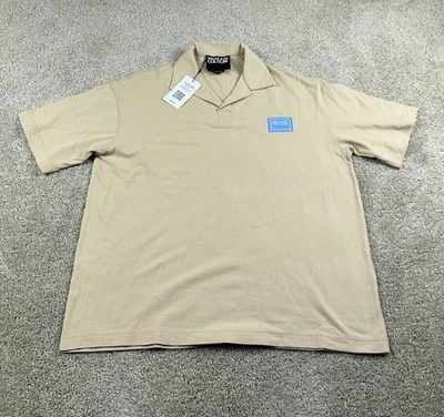 Camisa Polo Versace Para Hombres Mediana Beige Oficina Golf Carrera Gran Tamaño Calce Suelto Foto 1 de 4