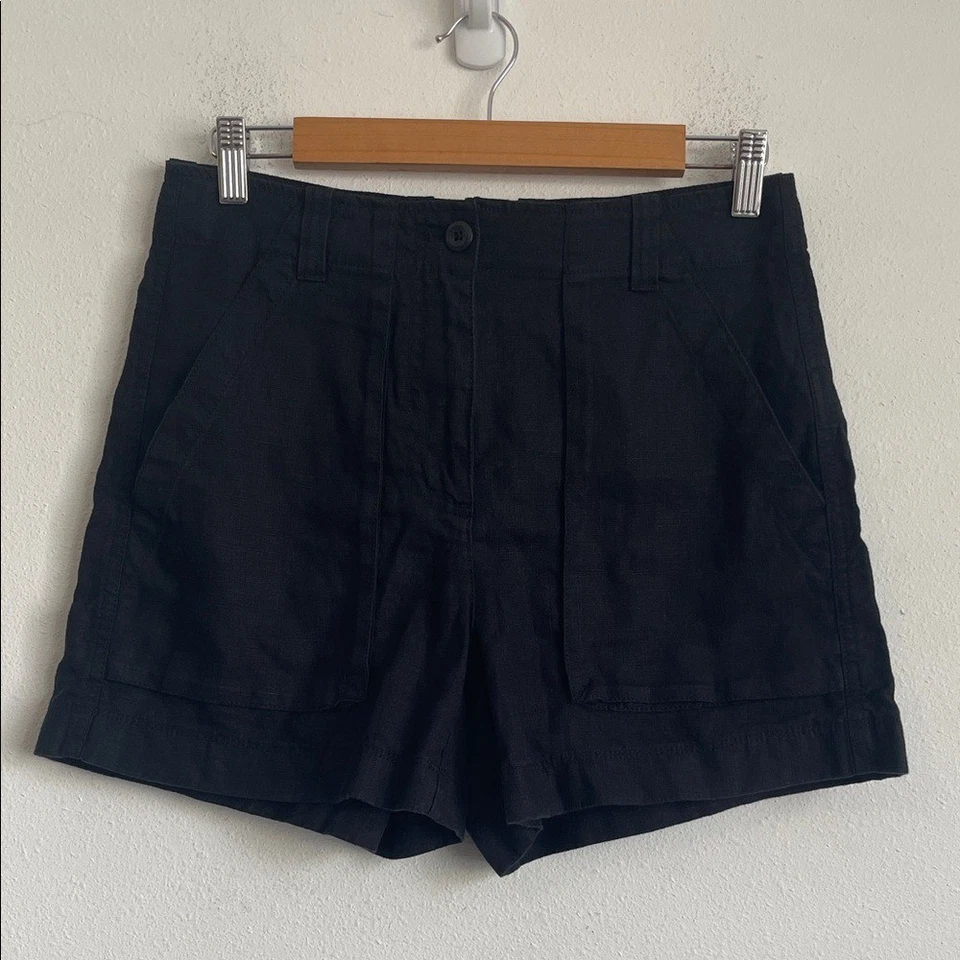 J. Pantalones cortos negros de lino Crew para mujer talla 2 Foto 1 de 4