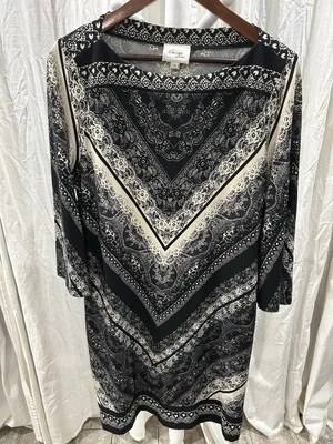 Vestido recto floral de cachemira boho para mujer talla 12 mangas elástico evento fiesta invitada Foto 1 de 4