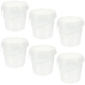 6pcs Clear Plastic Container with Lid Ice Cream Bucket Food Storage Containers - Picture 1 of 12