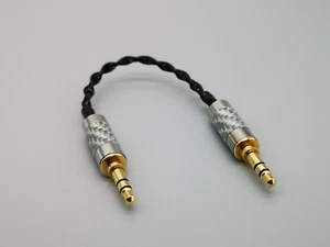 3.5mm Male to male Pure Silver Audio AUX Cable HiFi Carbon Fiber Plug - Picture 1 of 3
