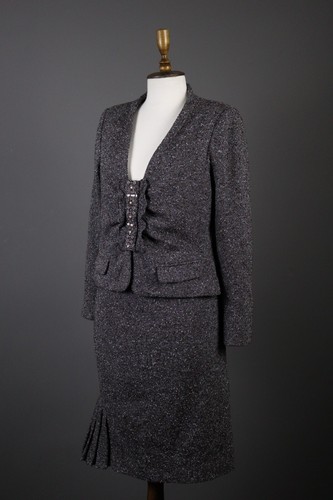 Tuta donna VALENTINO Hiver 2008 designer lana due pezzi gonna set taglia 10