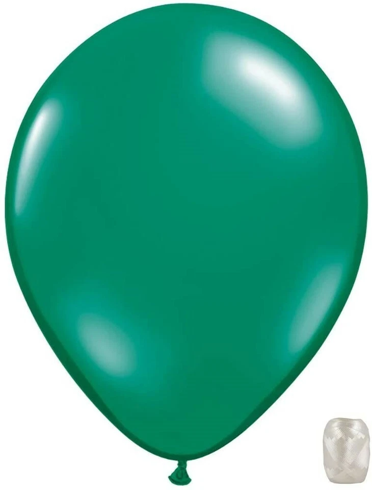 10 Pack Emerald Green Jewel Tone Latex 11" Balloons Brand New w/ Matching Ribbon - Image 1 of 1