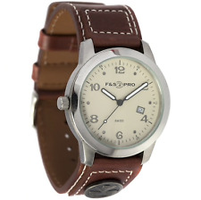 Field & Stream Men's Golf Ball Marker Stainless Steel Brown Leather Band Watch