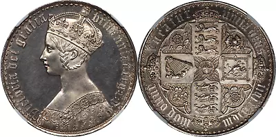 Great Britain 1847 Victoria Frosted Proof Silver Gothic Crown NGC PF-62 - Image 1 of 4