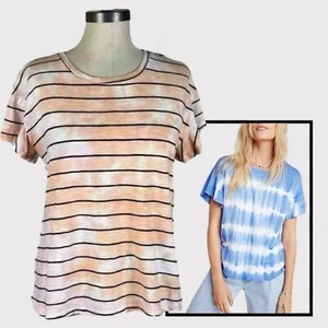 t.la Anthropologie Tie Dye Print Striped Short Sleeve Crewneck T-Shirt Size S - Bild 1 von 11