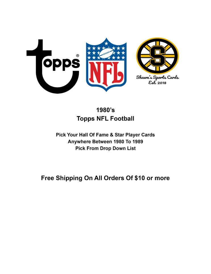 1980's Topps NFL Football Pick Your Hall Of Fame & Star Player Cards - Image 1 of 1