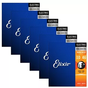 Elixir Strings 12052 Nanoweb Electric Guitar Strings - .010-.046 Light 6 Pack - Picture 1 of 3