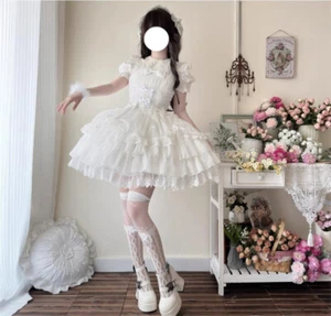 Women sweet Lolita Princess Bow High waisted dress Japanese - Picture 1 of 14