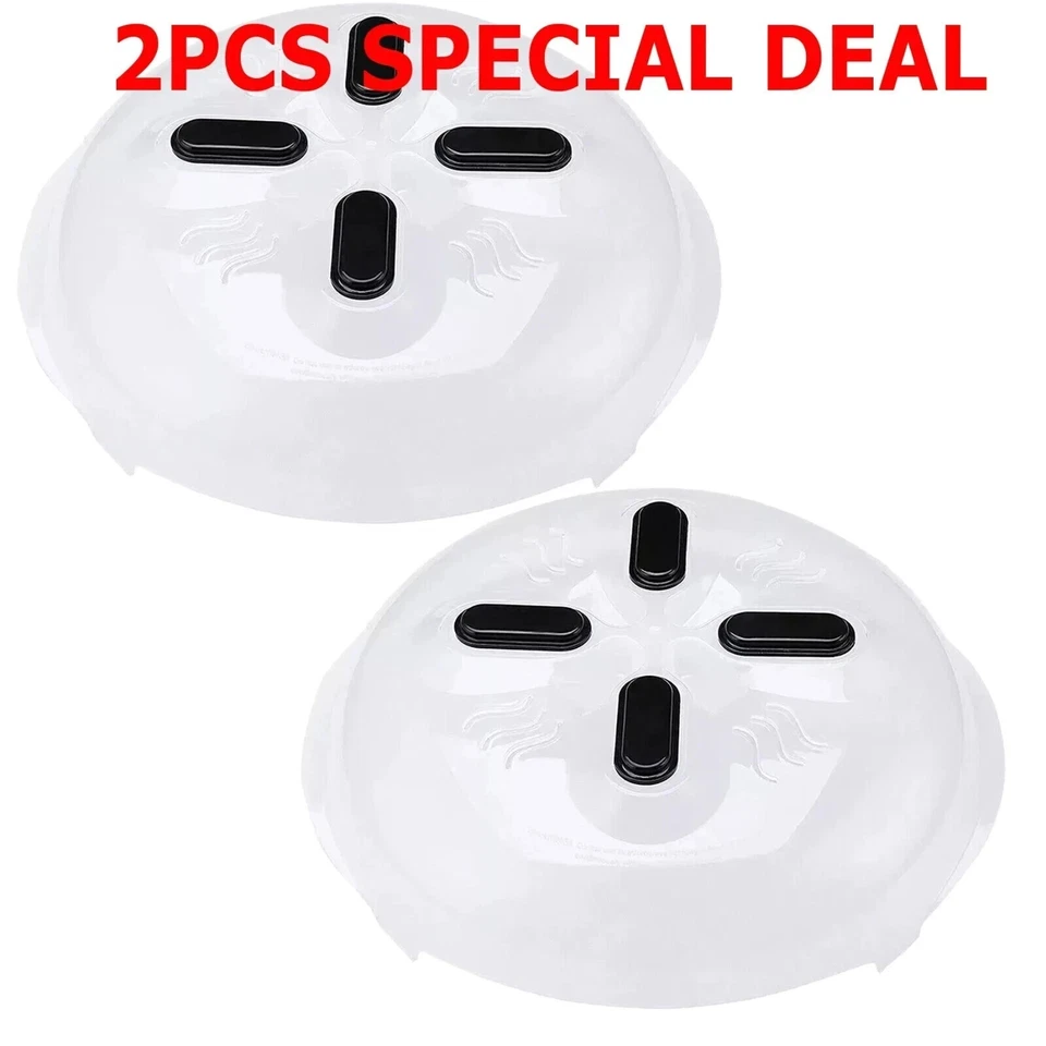 2PCS Magnetic Microwave Anti Splatter Cover Plate Guard Lid With Steam Vent - Image 1 of 4