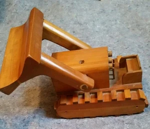 Handmade Wood Bulldozer - Solid, Well Built Toy, Display Decor - Picture 1 of 5