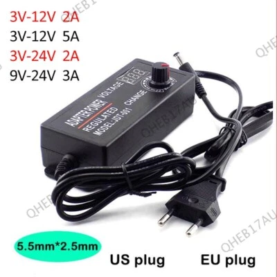 Adjustable AC/DC Power Supply Adapter Display 3V 12V 3-24V 9-24V 2A 5A 24H - Image 1 of 4