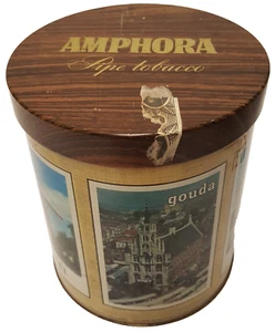 Vintage Amphora Pipe Tobacco Tin Holland Alkmaar Eersel Gouda Den Haag Hoorn GC - Picture 1 of 8