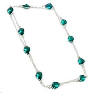Green Tourmaline Gemstone Handmade 925 Sterling Silver Jewelry Necklaces Sz-36" - Picture 1 of 1