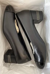 $1578 CHANEL BALLET PUMP BLACK PATENT CAP TOE CRYSTAL GOLD RING HEEL CC LOGO 36 - Picture 1 of 21