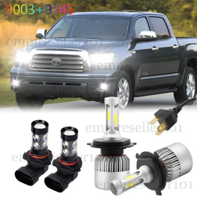 For Toyota Tundra 2000-2006 4PC LED Headlight Hi Low Beam + Fog Light Bulb White - Image 1 of 4