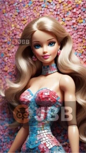 Barbie Mosaic Dress Digital Wallpaper Image Art Desktop Picture Photo Background - Picture 1 of 1