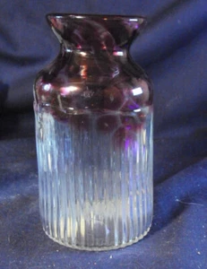 Wimberley Glassworks Vase Art glass Tim Dejong red mottled clear fluted B9 - Picture 1 of 7