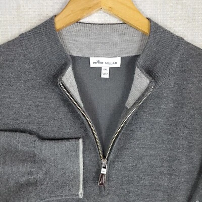 Pullover PETER MILLAR Talla 2XL Para Hombres Cachemira Seda 1/4 Cremallera Corona Comodidad Gris XXL Foto 1 de 4