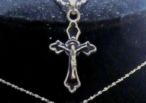 Dainty Cross, Crucifix Necklace  16" Hypoallergenic U-pick Color - Picture 1 of 13