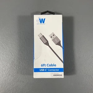 Just Wireless 6 Ft. Length USB-C Connector Cable Premium Wiring Black Android - Picture 1 of 23