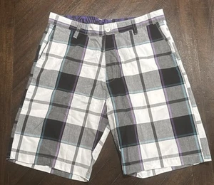 BURNSIDE Plaid Shorts Men’s 36 Casual Flat Front Summer Golf Skatewear - Picture 1 of 7
