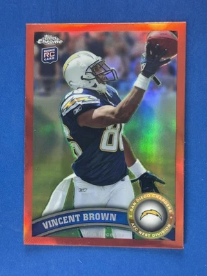 2011 Topps Chrome Orange Refractors #42 Vincent Brown San Diego Chargers - Image 1 of 2