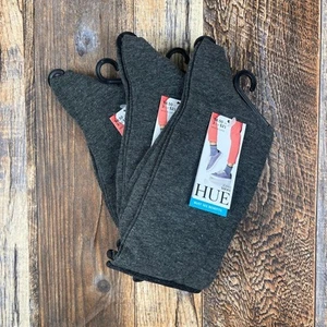 HUE Women's One Size Graphite Heather Jean Socks 3-Pack - Picture 1 of 8