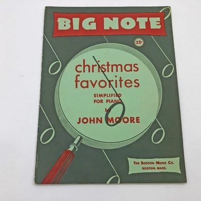 Big Note Christmas Favorites simplificado para piano por John Moore 1948 libro verde Foto 1 de 4
