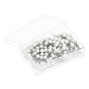 200 Pcs Push Pins, Round Head Thumb Tacks Marking Decor Pins Pearl White - Imagen 1 de 5