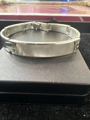 "Pulsera de plata de ley 925 de colección con incrustaciones de madreperla diseño de eslabones modernos 7"" 26 g" Foto 1 de 4