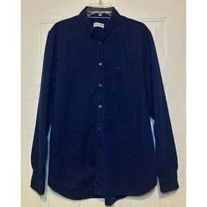 Lacoste Herren Regular Fit Button Down Langarm Marineblau Anzughemd 17 1/2 - Bild 1 von 8