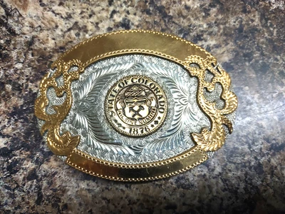ADM Western Cowboy Trophy Style Belt Buckle STATE OF COLORADO 4" - Image 1 of 2