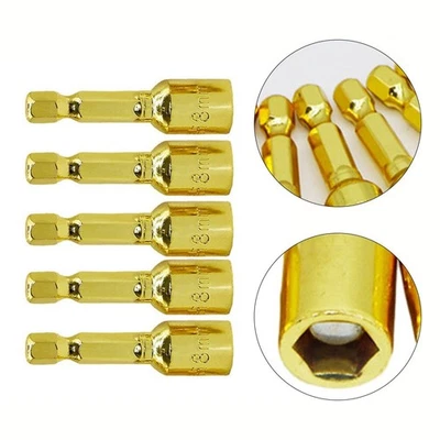 Professional 8mm Magnetic Nut Socket Bit 5pcs Hex Shank Driver Adapter - Image 1 of 4