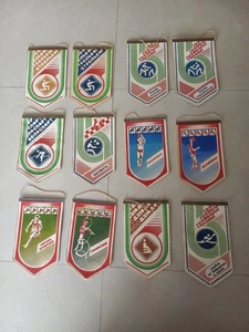 VINTAGE LOT 12 OLYMPIC GAMES PENNANTS  - Picture 1 of 5