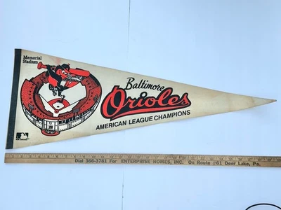 MLB Baltimore Orioles Vintage 1970's Memorial Stadium Team Logo Baseball Pennant - Image 1 of 4