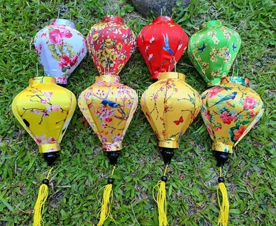 Linternas Flor Seda 22cm: Decoración Linternas Vietnamitas, Juego de 8 Foto 1 de 4