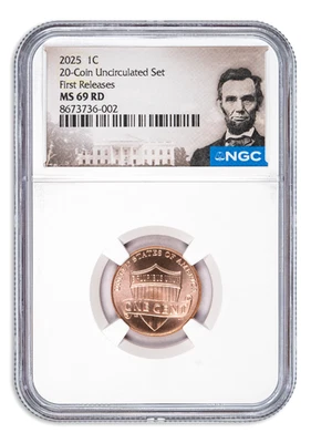 2025 P Lincoln Shield Cent from 20-Coin Unc Mint Set NGC MS69 RD - Top Pop! - Image 1 of 2