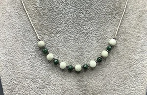 Collar de plata de ley, cuentas y cristales de ágata/nefrita - Imagen 1 de 4