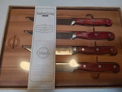 Juego de cuchillos para carne de acero forjado con bandeja de almacenamiento de madera dura brasileña de Tramontona Foto 1 de 4