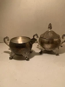 VINTAGE Victorian International Silver Co.Covered Sugar Bowl And Creamer - Picture 1 of 6