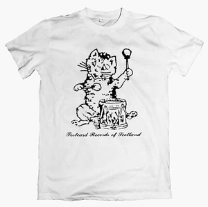 POSTCARD RECORDS T-shirt, josef k fire engines orange juice swell maps post punk - Imagen 1 de 18