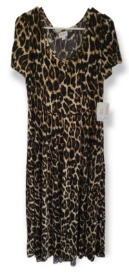 Vestido Lularoe Leopardo Guepardo Grande Riley MIDI Cintura Imperio L Estampado Animal ¡NUEVO! Foto 1 de 4