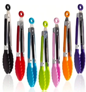 1 PC 7'' Mini Kitchen Tongs - Heat-Resistant Nylon Tips for Cooking & Serving - Picture 1 of 22