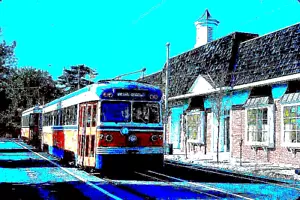 ORIGINAL KODACHROME SLIDE SEPTA TROLLEY #7 & 77 MEDIA, PA OCTOBER 17, 1982 - Picture 1 of 1