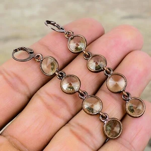 Citrine Gemstone Copper November Electroformed Anniversary Drop Dangle Earrings - Picture 1 of 7