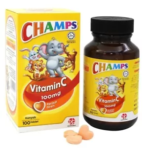 3 Bottles X 100s Champs Chewable Vitamin C Orange 100mg for Kids Free Shipping - Picture 1 of 7