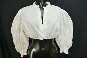 Gr.44 Dirndlbluse weiß Bluse für Dirndl Baumwollmischung mit Spitze B11605 - Bild 1 von 4