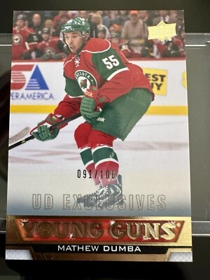 2013-14 Upper Deck Series 1 Mathew Dumba Young Guns Exclusives 091/100 - Image 1 of 2