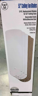 Westinghouse Lighting 7741600 52-Inch White/Bleached Oak Replacement Fan Blades, - Image 1 of 2